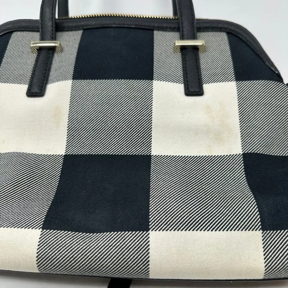 Kate Spade Cameron Street Shoulder Bag Balck Cream Plaid Margot *READ